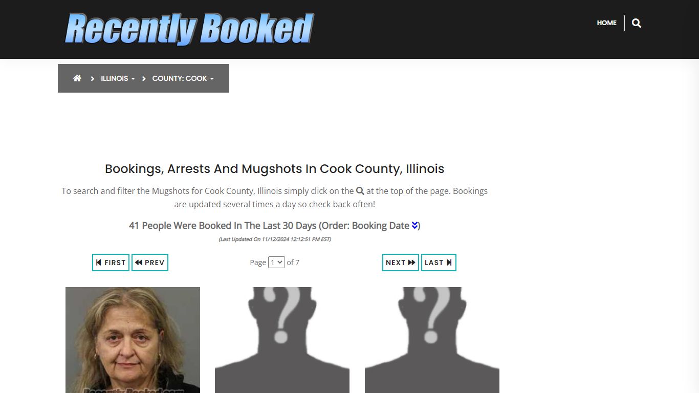 Bookings, Arrests and Mugshots in Cook County, Illinois - Recently Booked